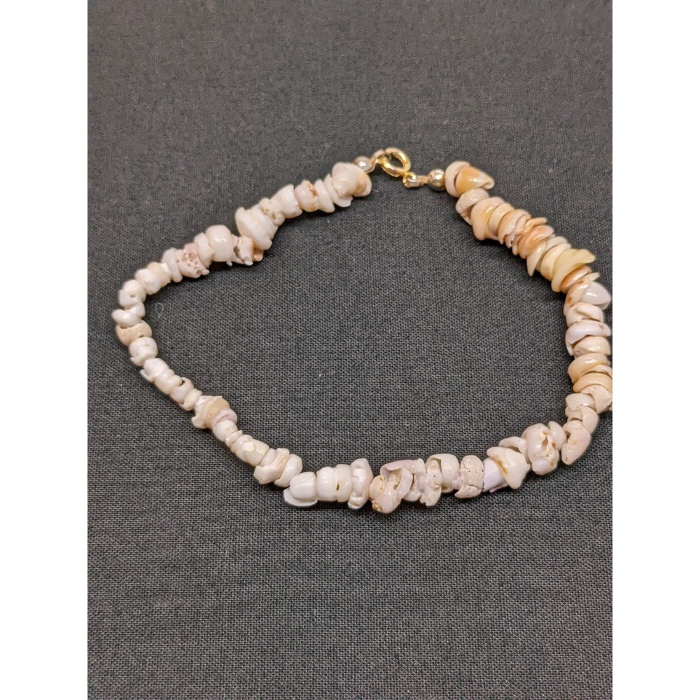 Vintage Puka Shell Bracelet Natural Shell Beach Surfer Ocean Vacation ~8.5"